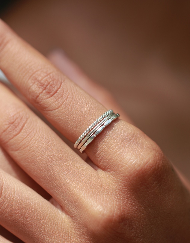 Elli Jewelry - Twisted Ring Set in 925 Silver