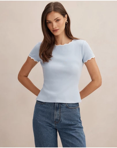 Forever New - Rebecca Scallop Neck Trim T-shirt