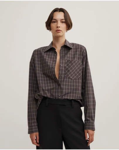 Witchery - Check Shoulder Pad Shirt