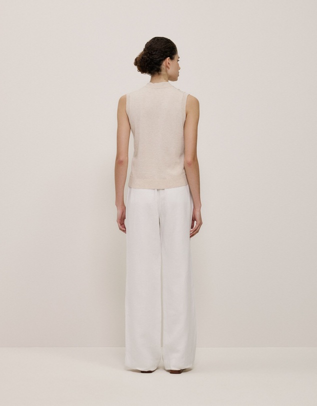 Trenery - Cotton Cashmere Mock Neck Tank in Clay