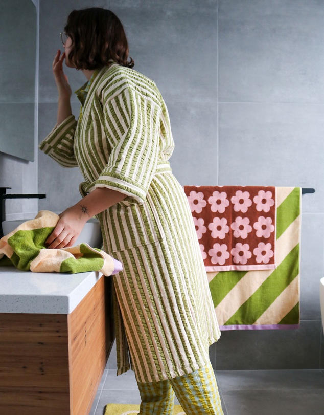 Mosey Me - Seersucker Stripe Quilted Robe