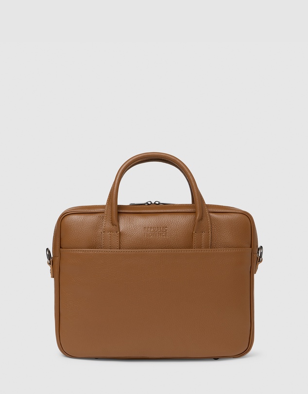 Republic of Florence - The Glasgow Pebble Tan Slim Briefcase