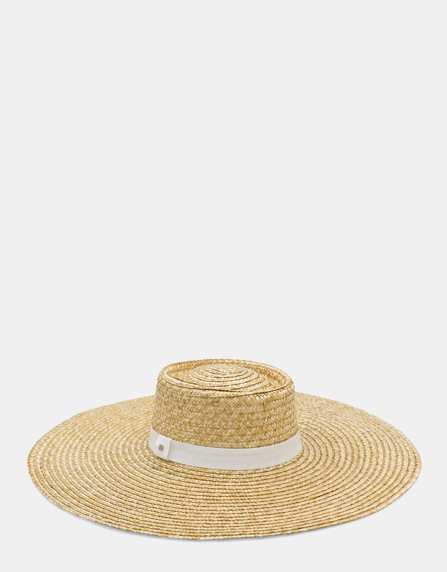 Morgan & Taylor - Ashton Wide-Brim Straw Boater in Natural Beige