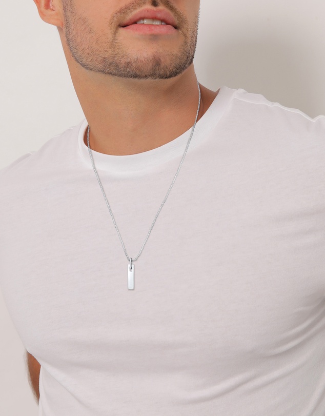 Kuzzoi - ICONIC EXCLUSIVE - Long Tag Pendant Necklace in 925 Sterling Silver