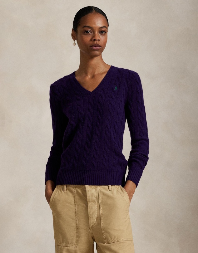Polo Ralph Lauren - Cable-Knit Wool-Cashmere V-Neck Sweater - ICONIC EXCLUSIVE