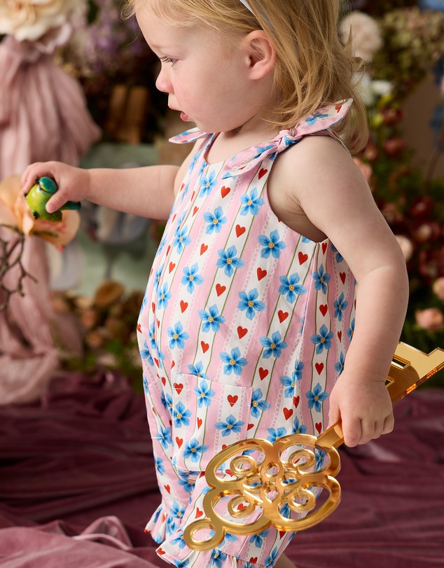 Fleur Harris - 'Heirloom Treasures' Heart Tie Romper in Heart Stripe