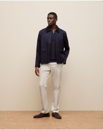Trenery - Cotton Silk Textured Polo in Navy