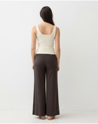 Angel Maternity - Debra Wide Leg Maternity Bamboo Pants in Cocoa
