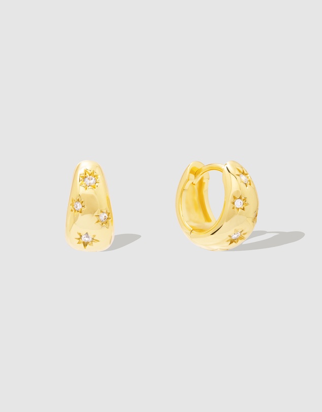Wanderlust + Co - Teardrop Constellation 7mm Baby Huggie Earrings