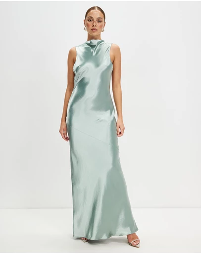Third Form - Satin Bias Cowl Back Maxi Dress
