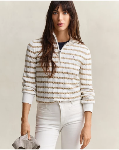 Gant - Stretch Cotton Cable Half Zip Sweater
