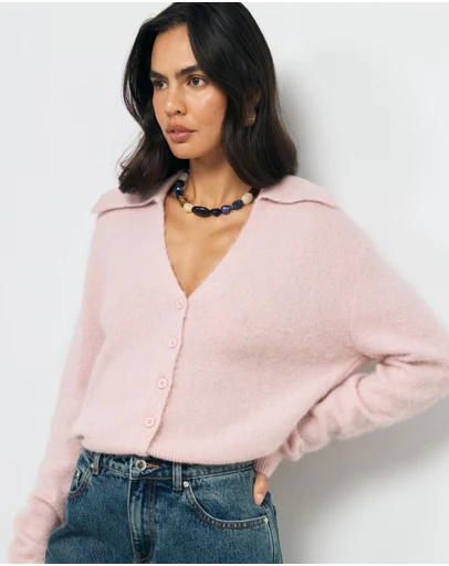 AERE - Pia Brushed Knit Cardigan
