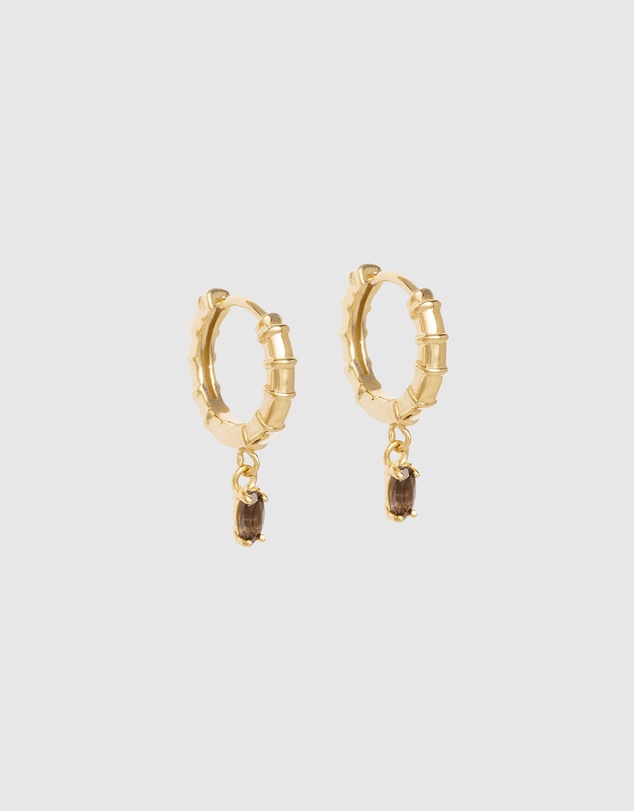 Kirstin Ash - Deco Smokey Quartz Hoops
