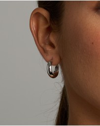 Michael Hill - 15mm Half Round Hoop Earrings in 10kt White Gold