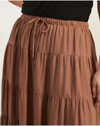 Atmos&Here Curvy - Elenora Linen Blend Tier Maxi Skirt