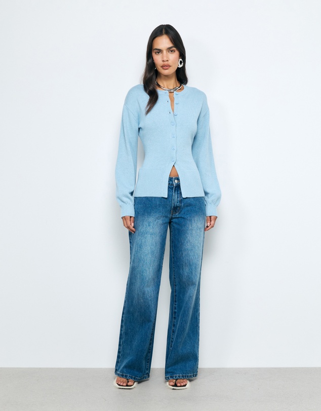 AERE - Bria Cotton Cashmere Blend Waisted Cardigan
