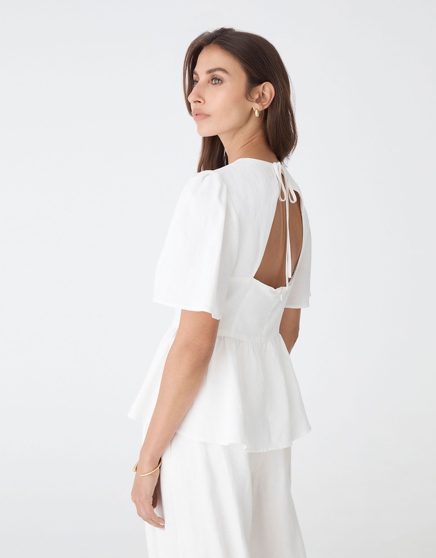 Forcast - Jade Linen Peplum Top