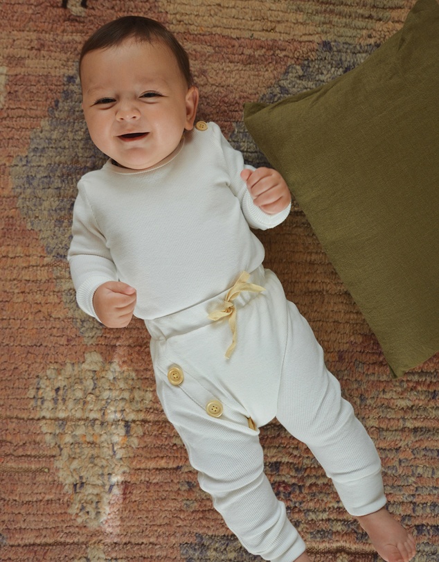 WITH LOVE FOR KIDS - Basics Thick Ribbed Long Sleeve Onesie - Babies