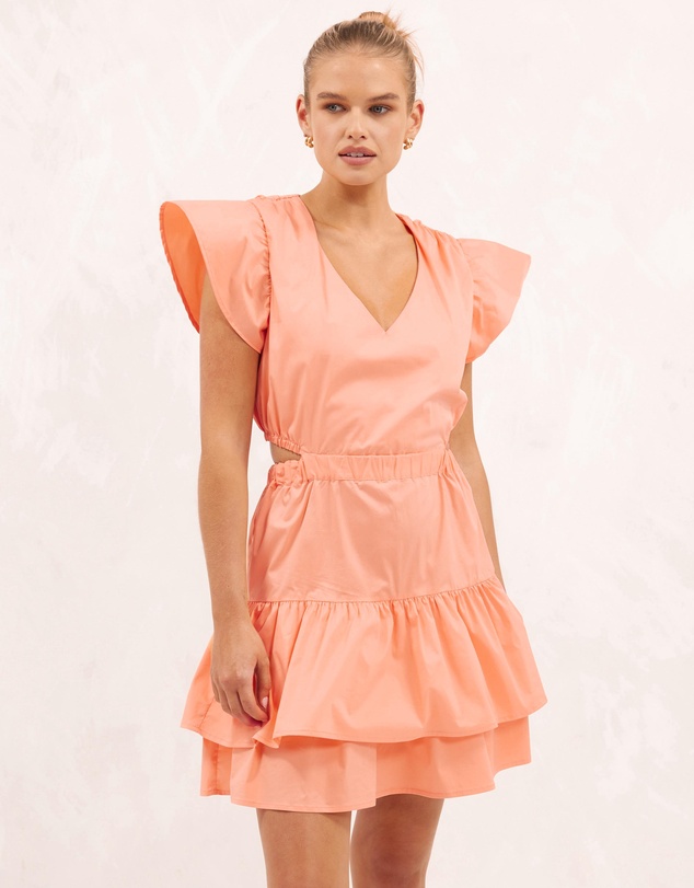 AERE - Organic Cotton Ruffle Sleeve Mini Dress