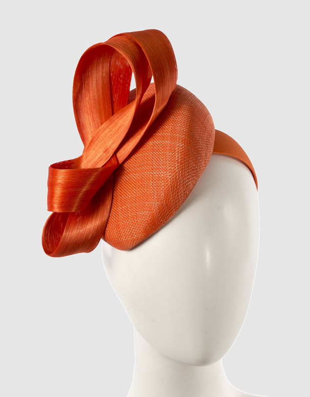 Max Alexander - Orange Pillbox Racing Fascinator