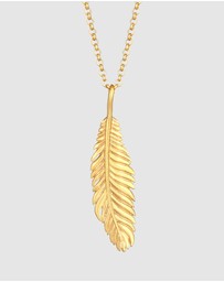Kuzzoi - ICONIC EXCLUSIVE - Necklace Men Feather Pendant Casual Trend in 925 Sterling Silver Gold Plated