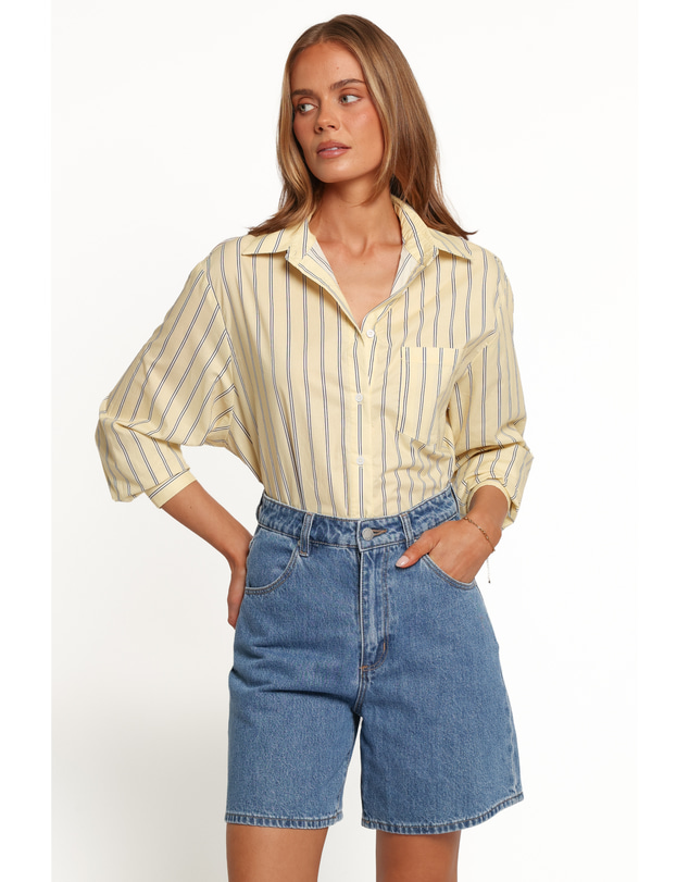 Petal & Pup - Palmer Button Down Shirt - Butter Yellow Stripe