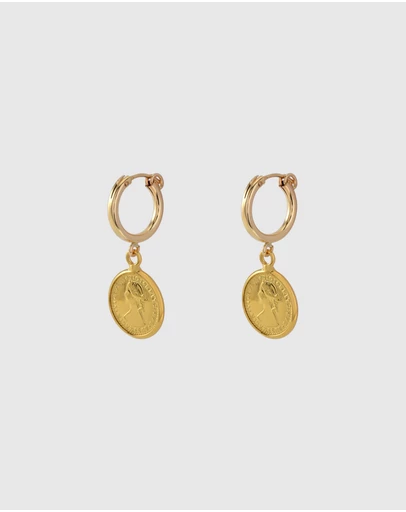 Von Treskow - Lever Hoop (13mm) earrings with Mini Coin