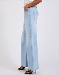 ONE TEASPOON - Love Machines Mid Waist Super Wide Leg Heartless Denim Jeans - Blue