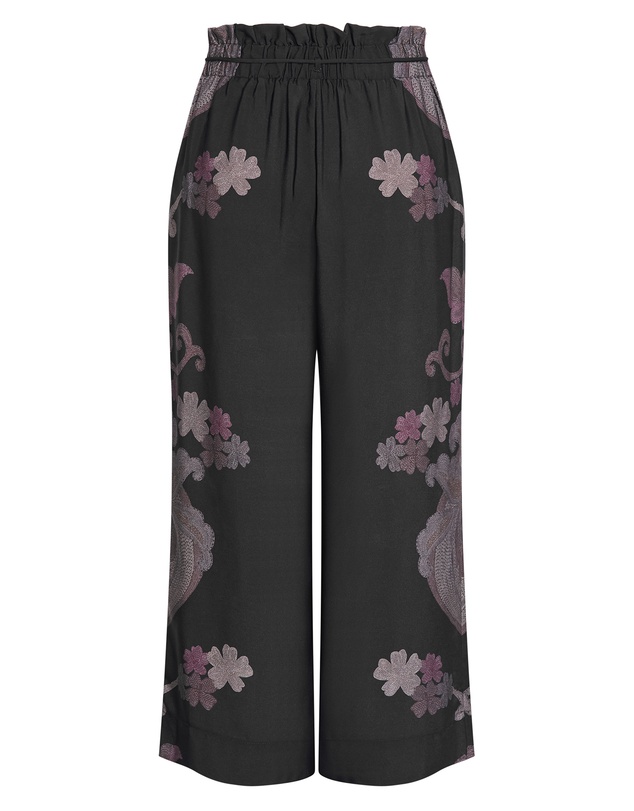 City Chic - Plus size Eternal Side Print Wide Pant - black