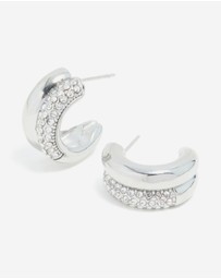 Lovisa - Waterproof Stainless Steel Cubic Zirconia Pave Illusion Hoop Earrings