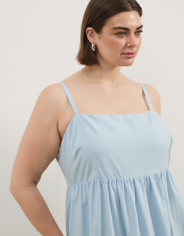 Atmos&Here Curvy - Alex Linen Blend Empire Waist Midi Dress