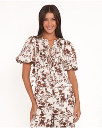 Petal & Pup - Winslet Top - Brown Floral