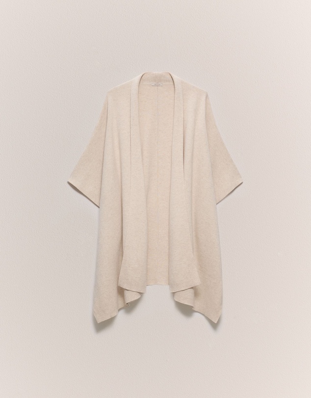 Trenery - Cotton Cashmere Blend Poncho in Oat Marle