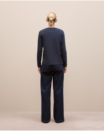 Trenery - Cotton Long Sleeve Crew T-shirt in Night Sky