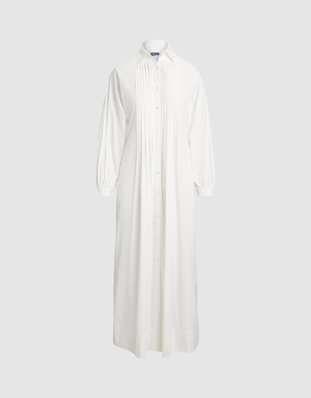 Polo Ralph Lauren - Pleated-Bib Cotton Maxi Shirtdress - ICONIC EXCLUSIVE