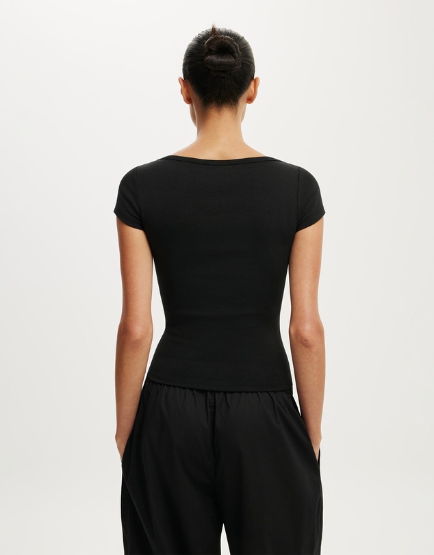 Cotton On - Boatneck Cap Sleeve Tee