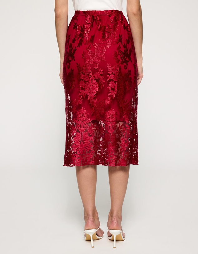 Lindsay Nicholas New York - Crimson Rose Lace Skirt with Crimson Underskirt