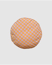 Mosey Me - Kumquat Bloom Seersucker Round Cushion