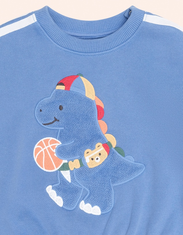 Huxbaby - Baller Dino Sporty Stripe Sweatshirt - Babies-Teens