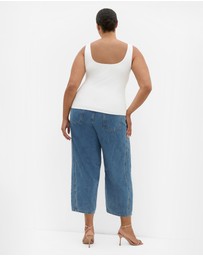 City Chic - Plus size Arami Strap Detail Top - ivory