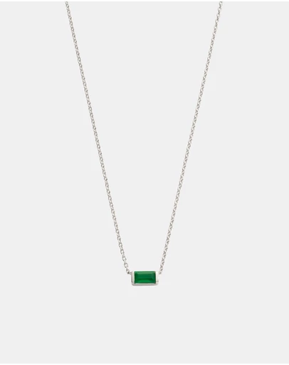 Kirstin Ash - Baguette Birthstone Necklace May Green Onyx