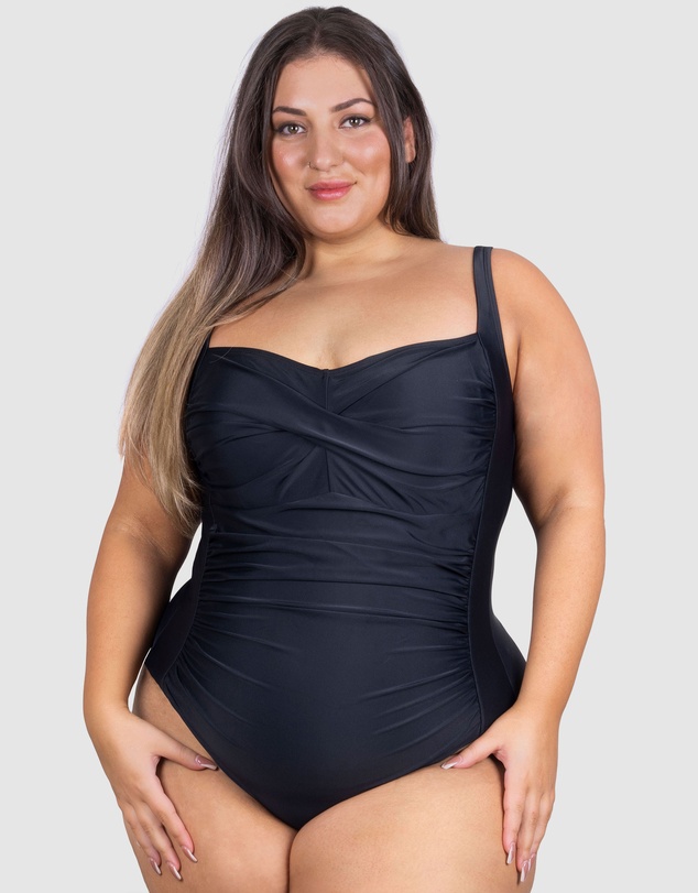 B Free Intimate Apparel - Plus Size One-Piece Swimsuit with Ruched Bust