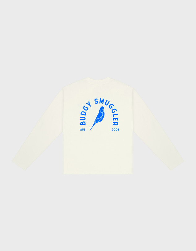 Budgy Smuggler - White Long Sleeve Tee with Budgy Arch