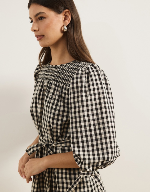 Atmos&Here - Hana Gingham Mini Dress With Tie Waist