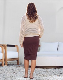 Angel Maternity - Valerie Maternity Crochet Sweater Beige