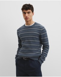 Country Road - Australian Good Earth Cotton Wool Blend Jacquard Check Knit