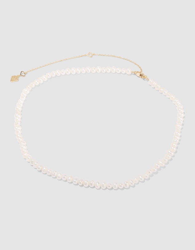 Wanderlust + Co - Beaded Pearl Gold Necklace