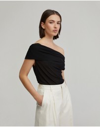Oxford - Nia Mesh Off-Shoulder Top