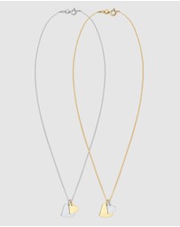 Elli Jewelry - Necklace Set Heart Pendant Bi-Colour in 925 Sterling Silver