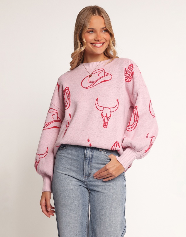 Petal & Pup - Jax Western Knit Sweater - Pink